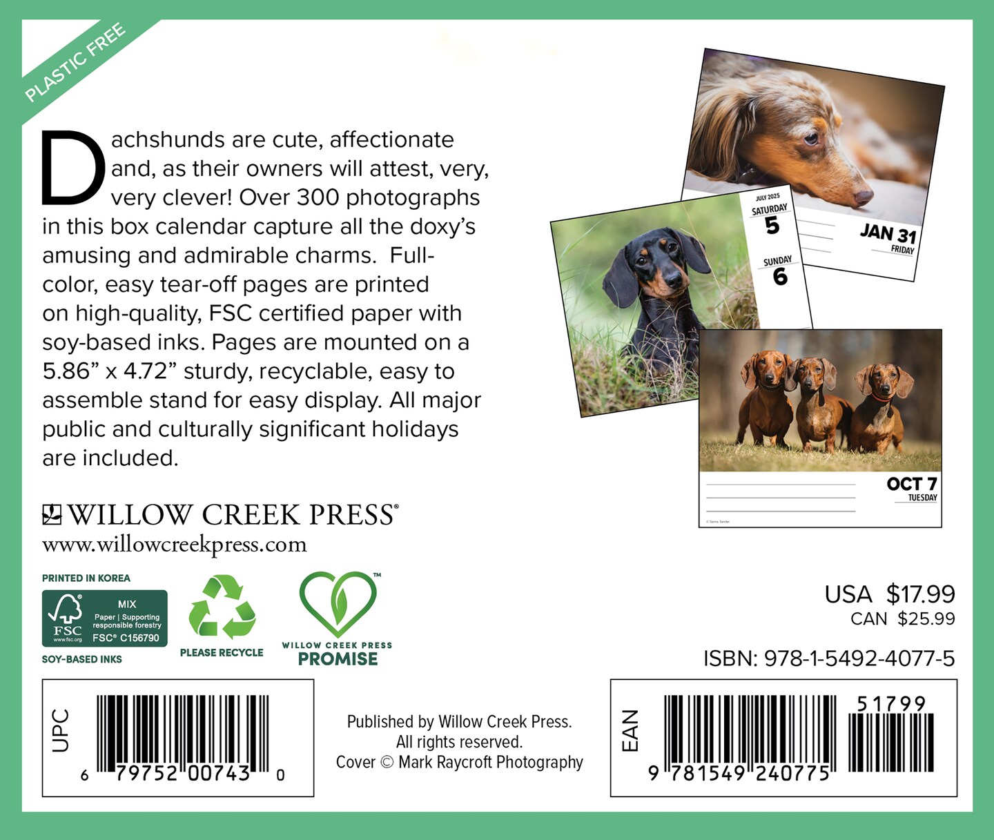Just Dachshunds 2025 Box Calendar - Dog Breed Daily Desktop