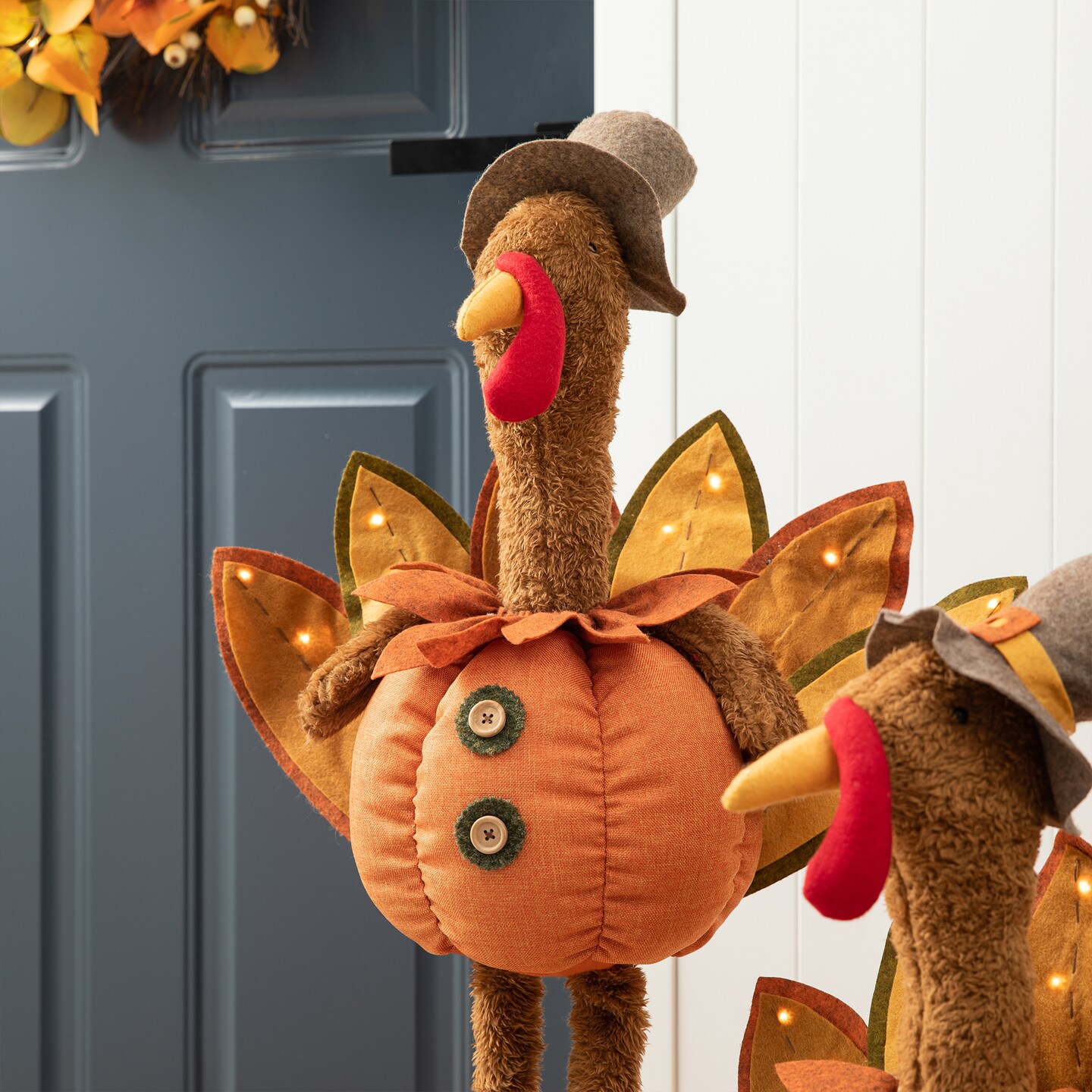 37&#x22;H/24&#x22;H Fabric Turkey Standing Decor, With Telescoping Legs and Timer