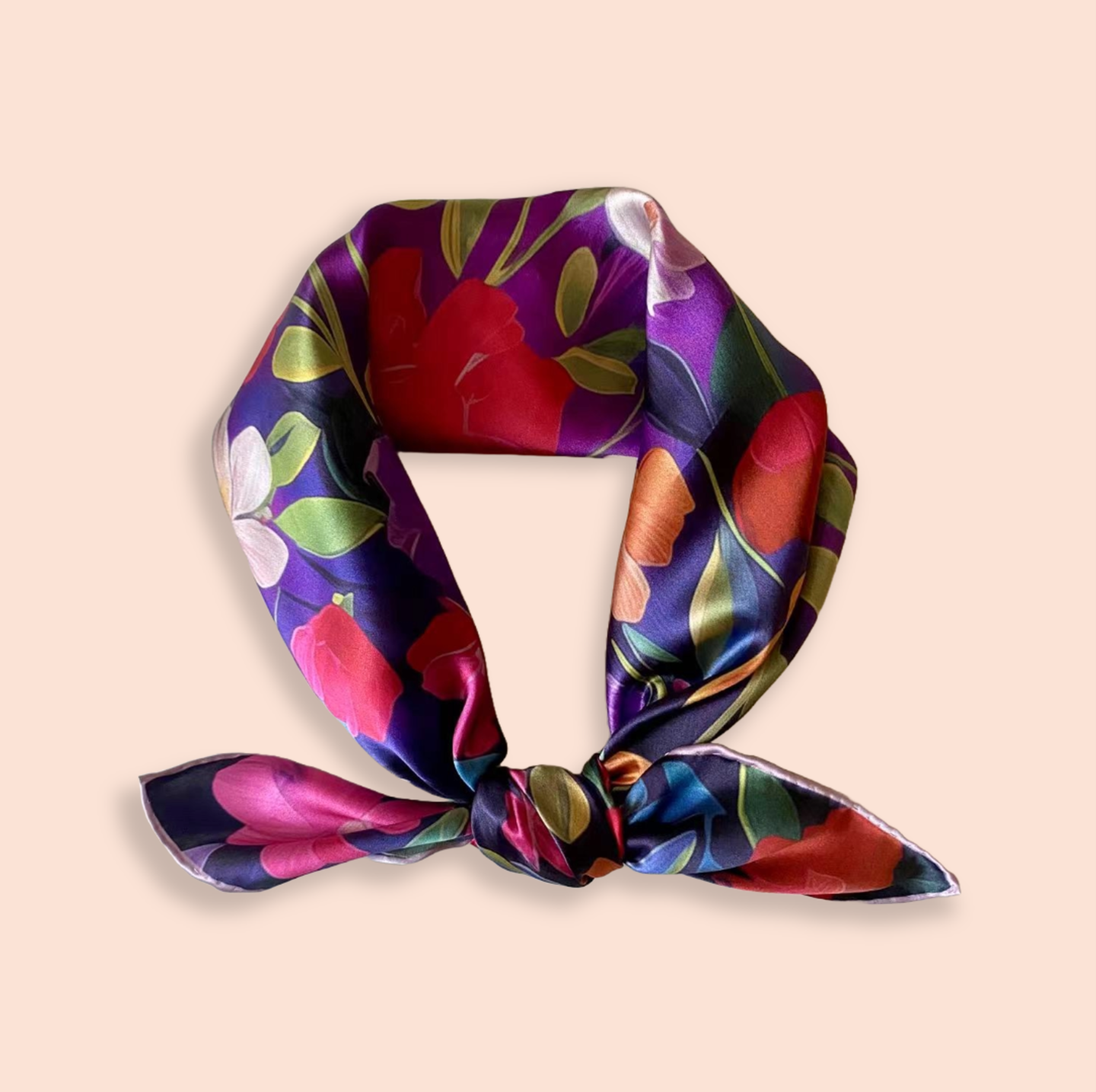 Pure Silk Square Scarf - Floral Dream 27 In, Mulberry Satin  display picture 1