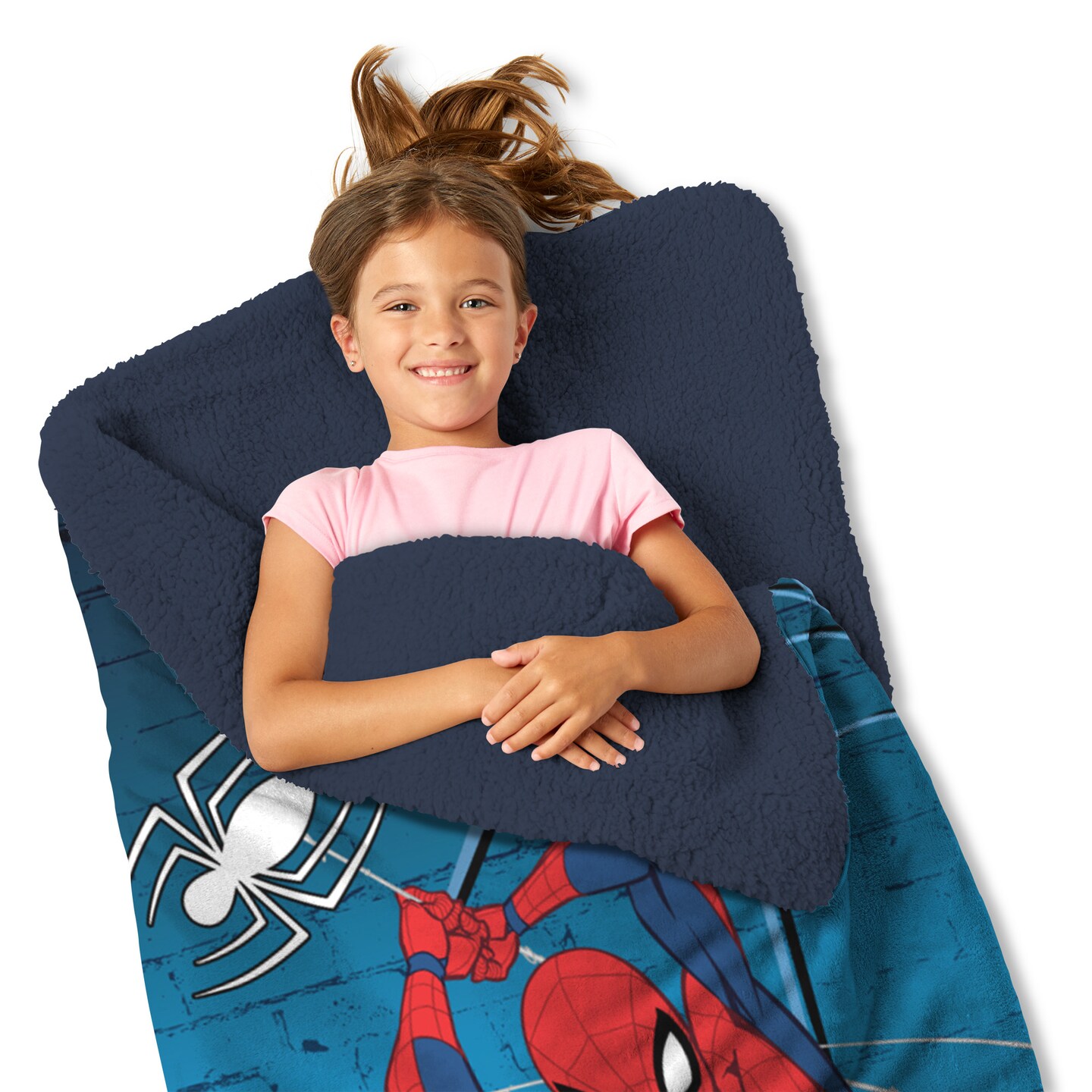 Marvel Spider-Man Web Chill Silk Touch Throw Blanket Sherpa Slumber Bag 27&#xD7;56 Inches