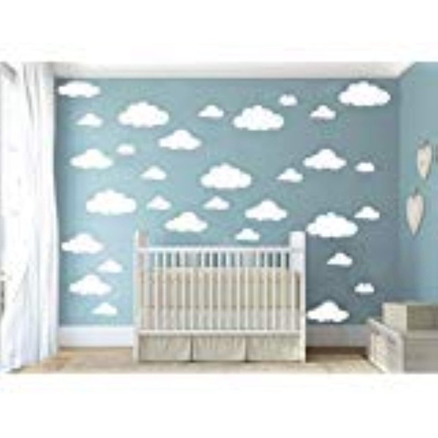 31 pcs Big Clouds Vinyl Wall Decals DIY Wall Sticker Removable Wall Art Decor 4-10 inch for Living Room Nursery Kids Room(White)