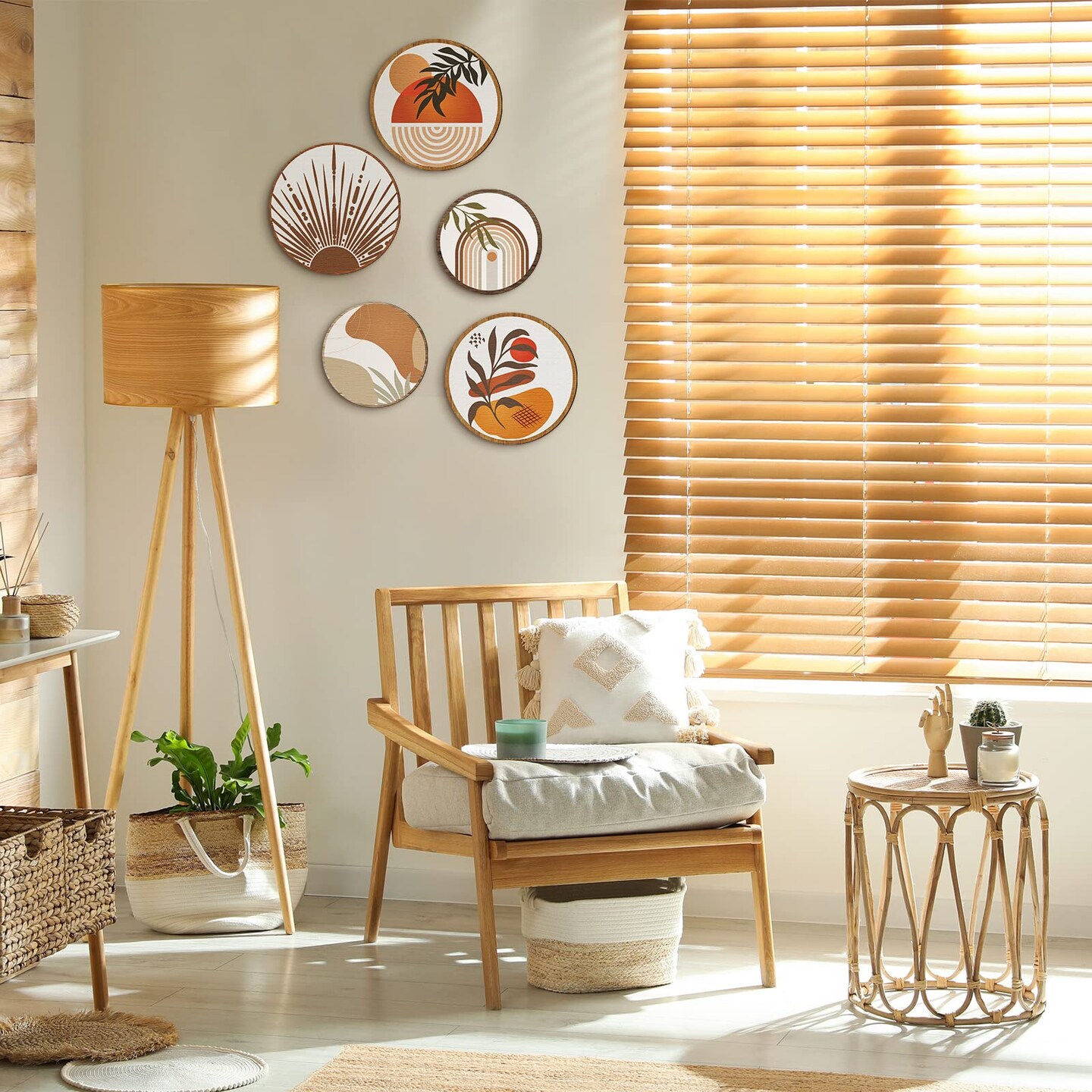 5 Pcs Boho Wall Art Decor Wooden Living Room Wall Decor Bohemian Wall Hanging Decor Farmhouse Geometric Hanging Decor 10'' and 8'' Aesthetic Wood Minimalist Wall Art for Apartment Bedroom (Boho)