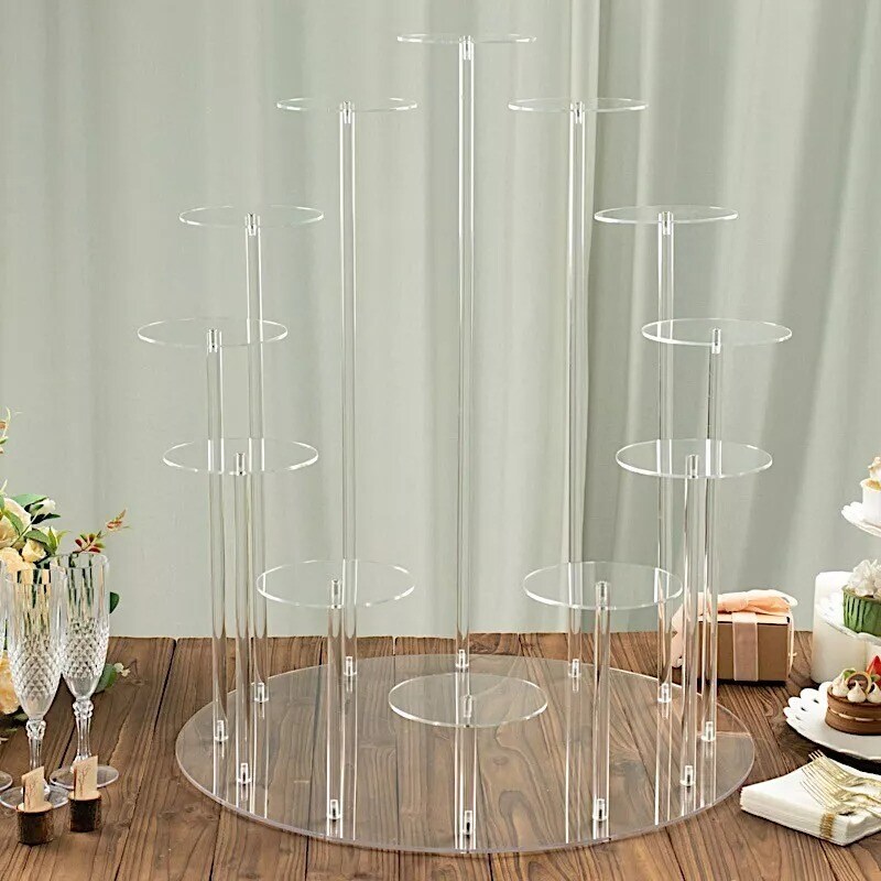 CLEAR 29&#x22; Tiered 12 Arm Round Acrylic Cupcake Holder Dessert Display Stand Party