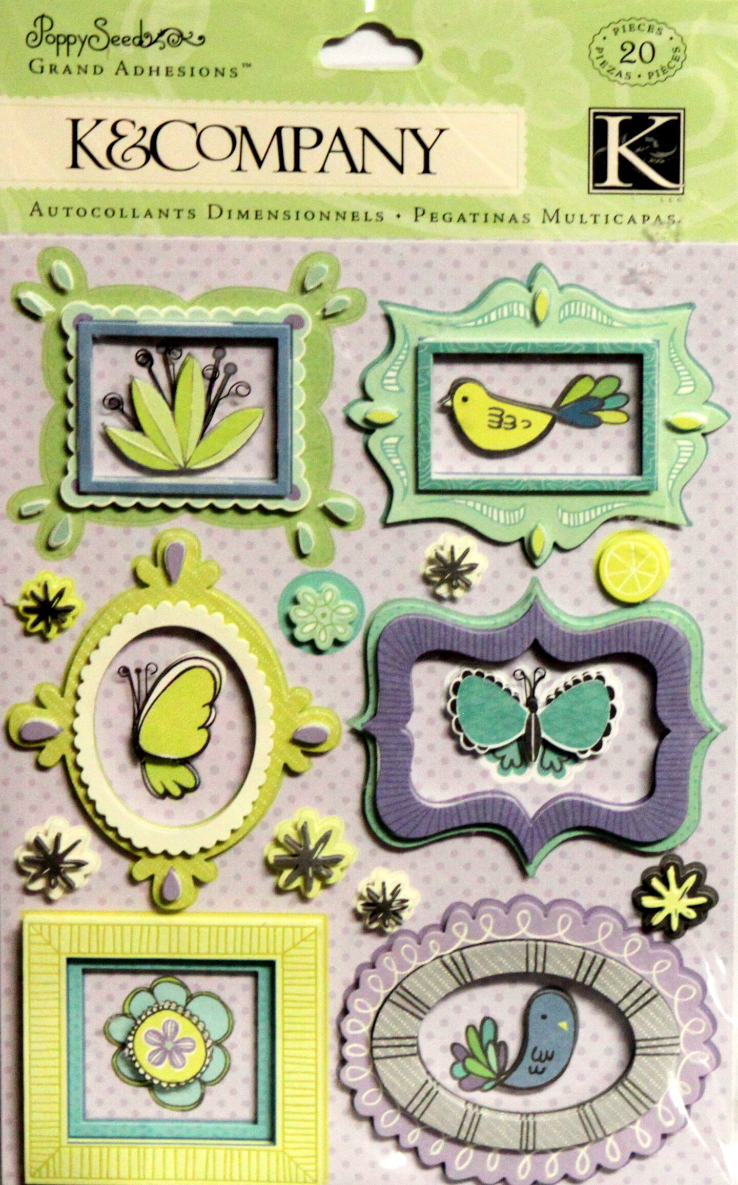 K &#x26; Company Grand Adhesions Poppyseed Frames Dimensional Stickers