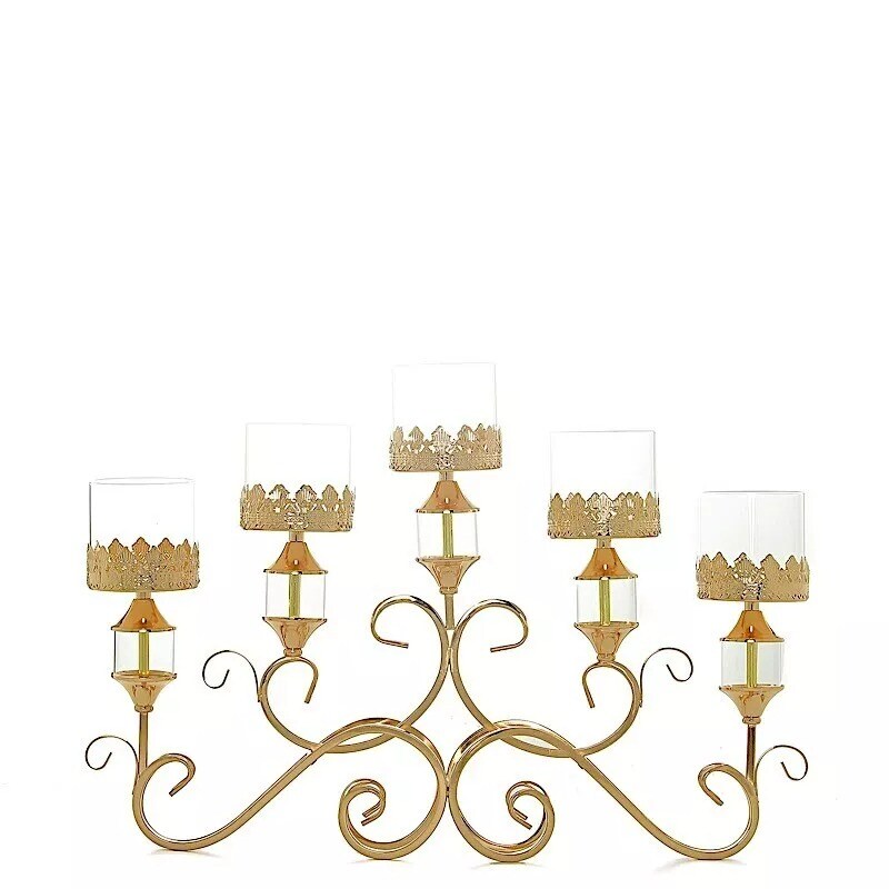 18" tall Candelabra Hurricane Candle Holder for 5 Candles Wedding Centerpiece