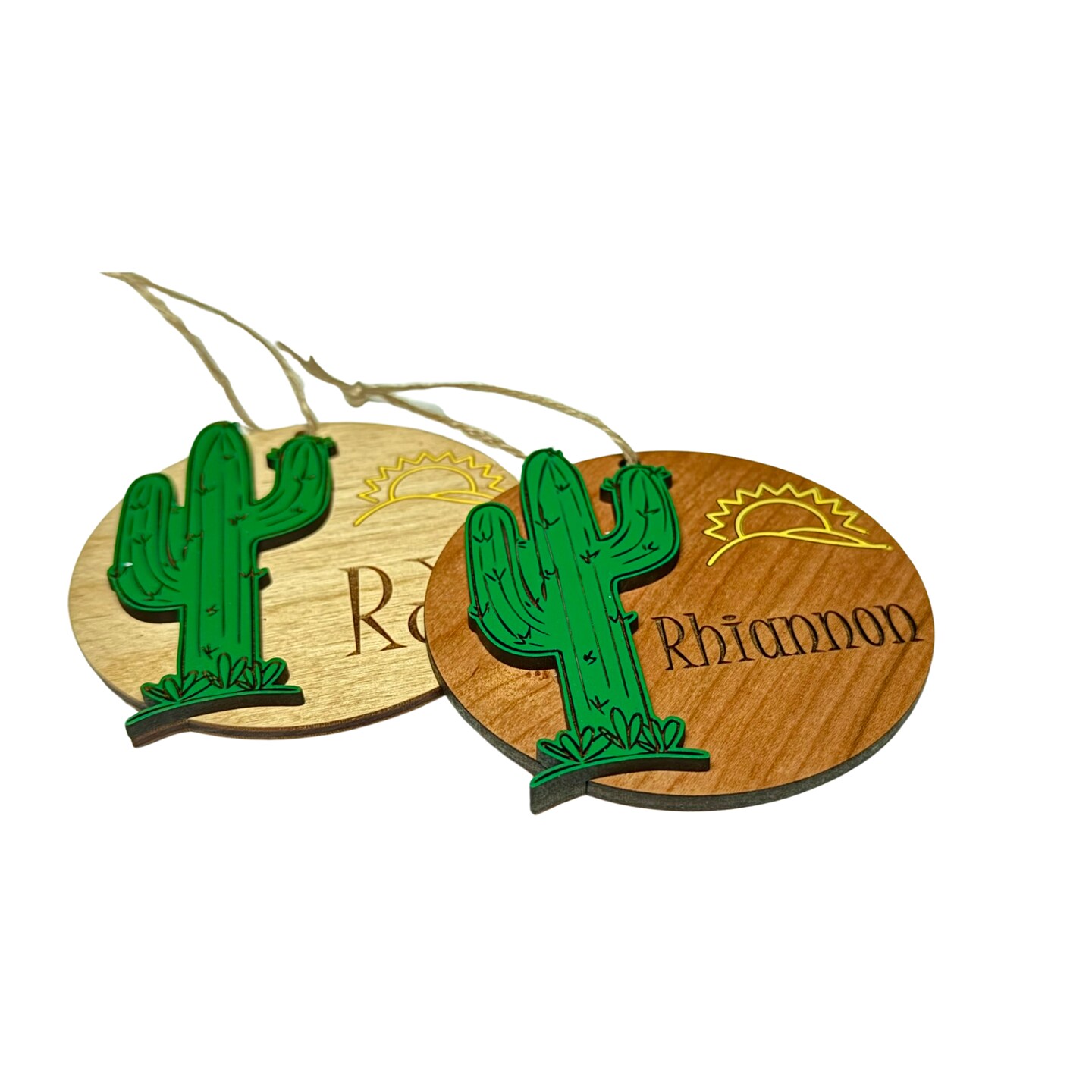 Personalized Cactus Ornament Desert Sun Christmas Decoration Southwestern Name Keepsake Rustic Boho Tree Ornament product 5
