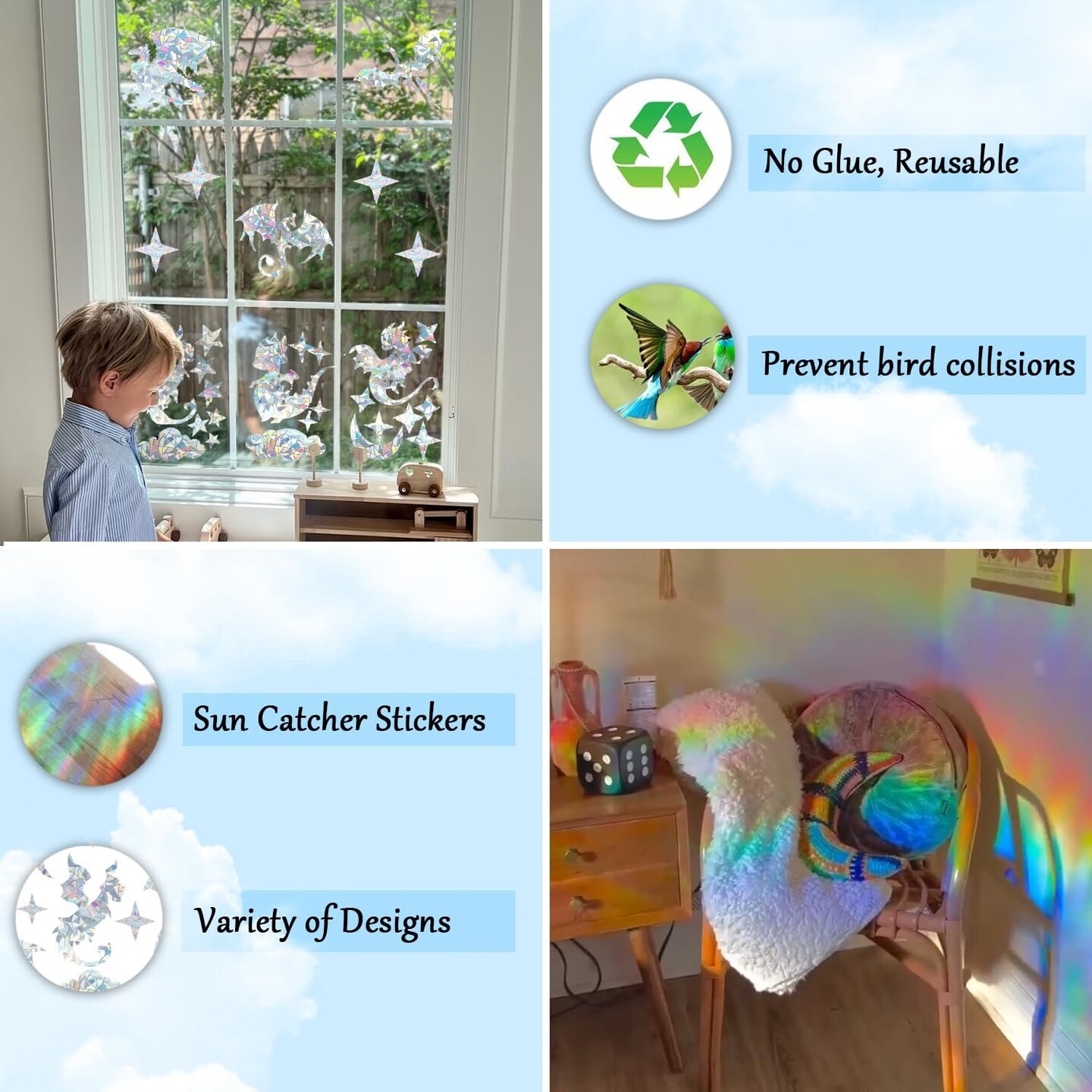 31 Pieces Fly Dragon Sun Catcher Window Clings