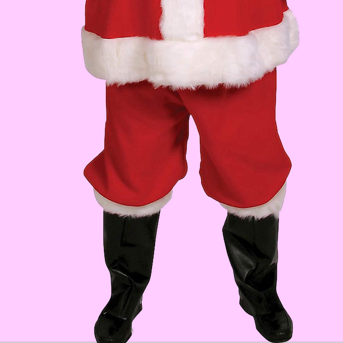Economy Santa Suit Red Velour Jacket Pants Hat Belt and Boot Tops for Men