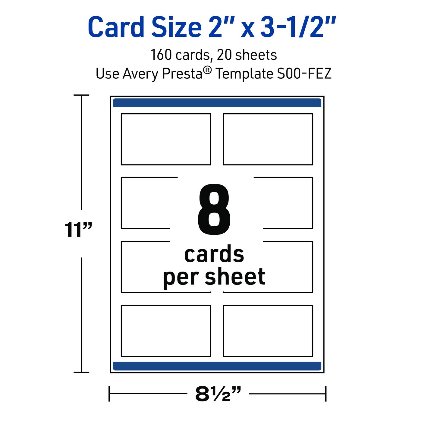 Avery Printable Rectangle Business Cards, 2" x 3.5", Matte White, Pre-printed Teal & Metallic Gold Frame Design, Sure Feed Technology, Laser & Inkjet Compatible, 160 Total