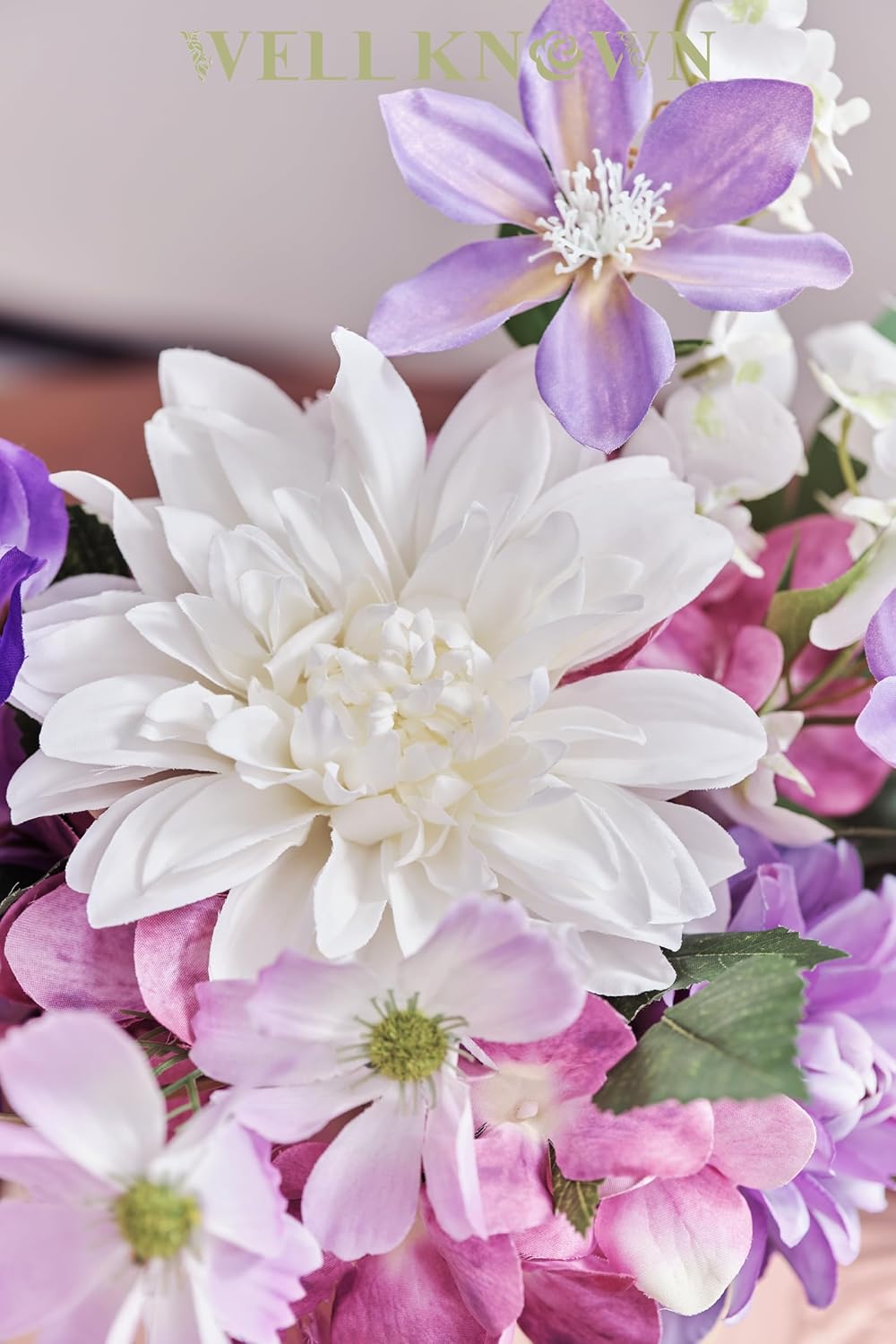 Artificial Flowers Silk Peony Flower Bouquet in Vase, Fake Flowers with Vase, Faux Flower Arrangements, Table Decorations for Living Room, Coffee Table Decor