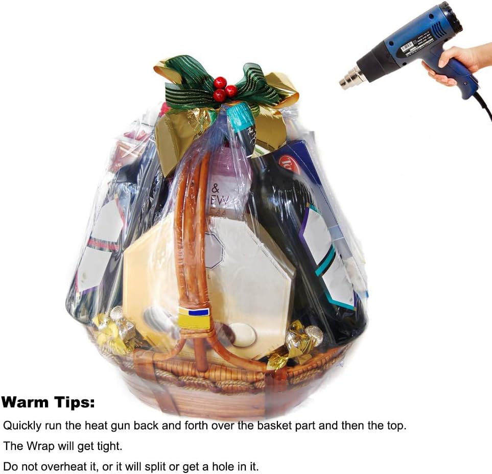 Extra Large Jumbo Shrink Wrap Bags Cellophane Bags for Gift Baskets - 40x47 Inch Christmas Basket Bags (5 pcs, XXXL)