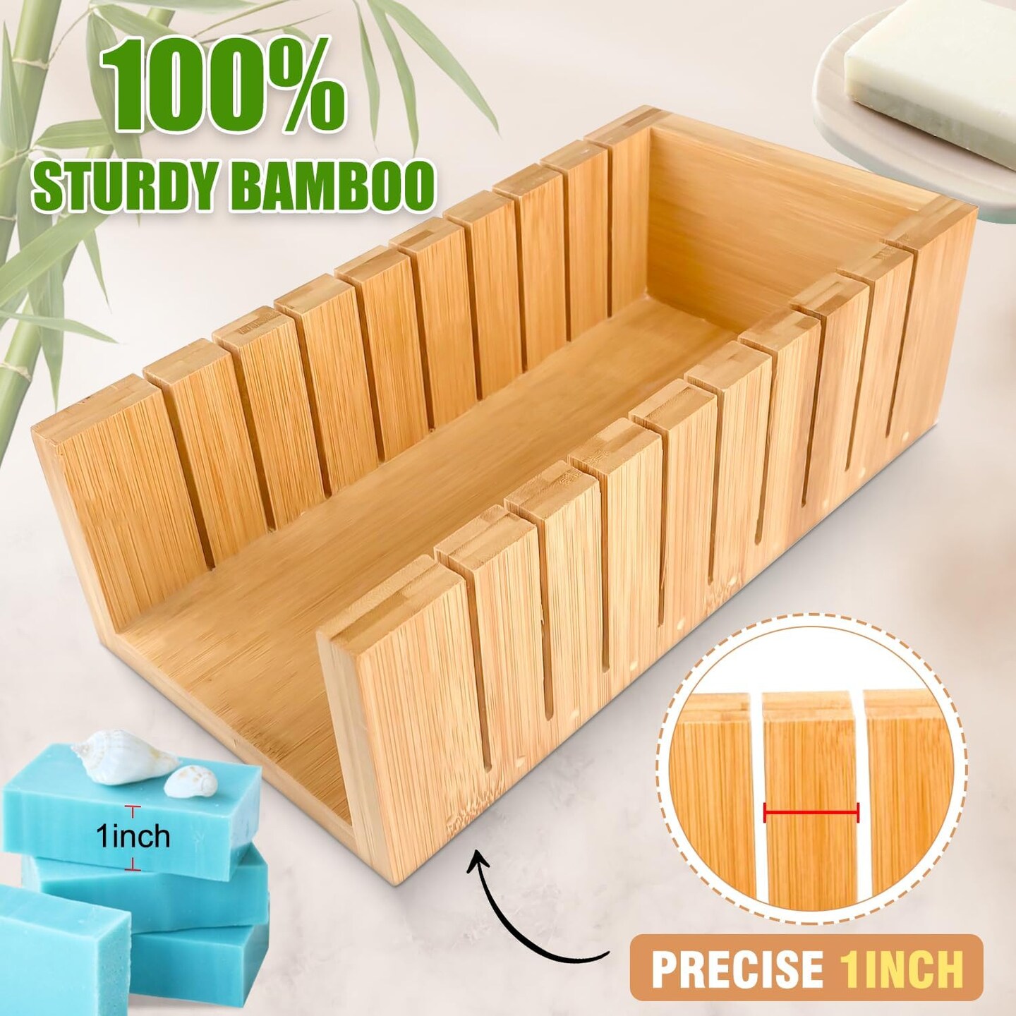 Soap Mold for soap Making, Soap Making kit - 42 oz Silicone Loaf soap Mold Set with Rectangular Wood Box & Bamboo Cutter Measuring Box, 2 Scraper for Soaps Making