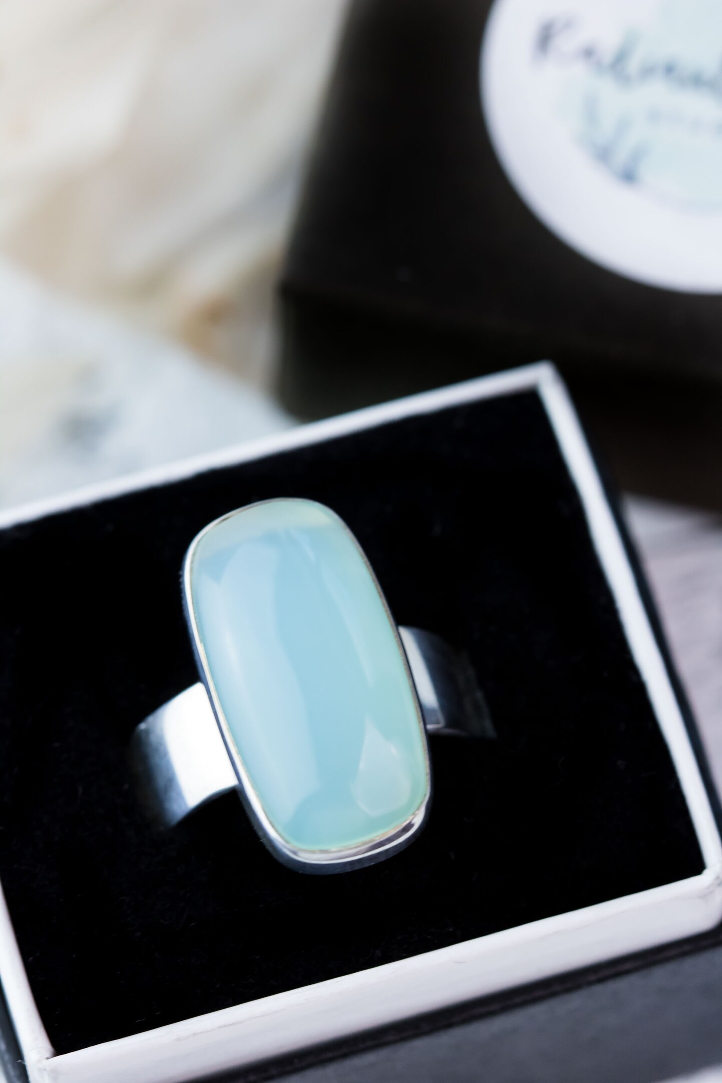 Sterling Silver Chalcedony Ring, Sea Green Cabochon, Sizes 4-10 - Handcrafted Elegance 451455176737914880