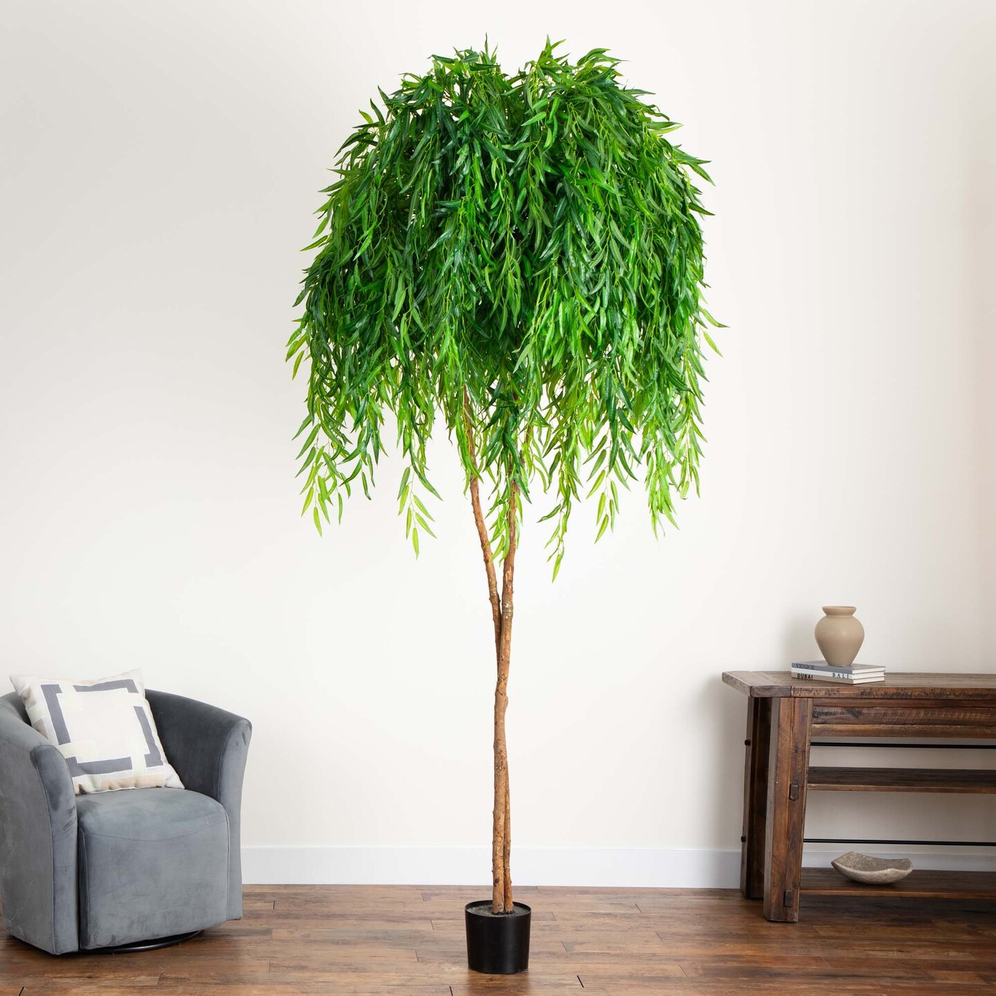 Nearly Natural Willow Artificial Tree with Planter - 9&#x27; - Green