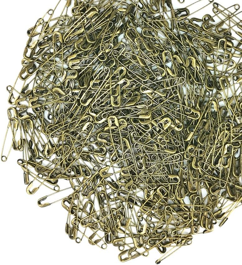 500PCS Small Safety Pins – 20mm Metal Mini Pins for Sewing, Crafts & Jewelry (Bronze)