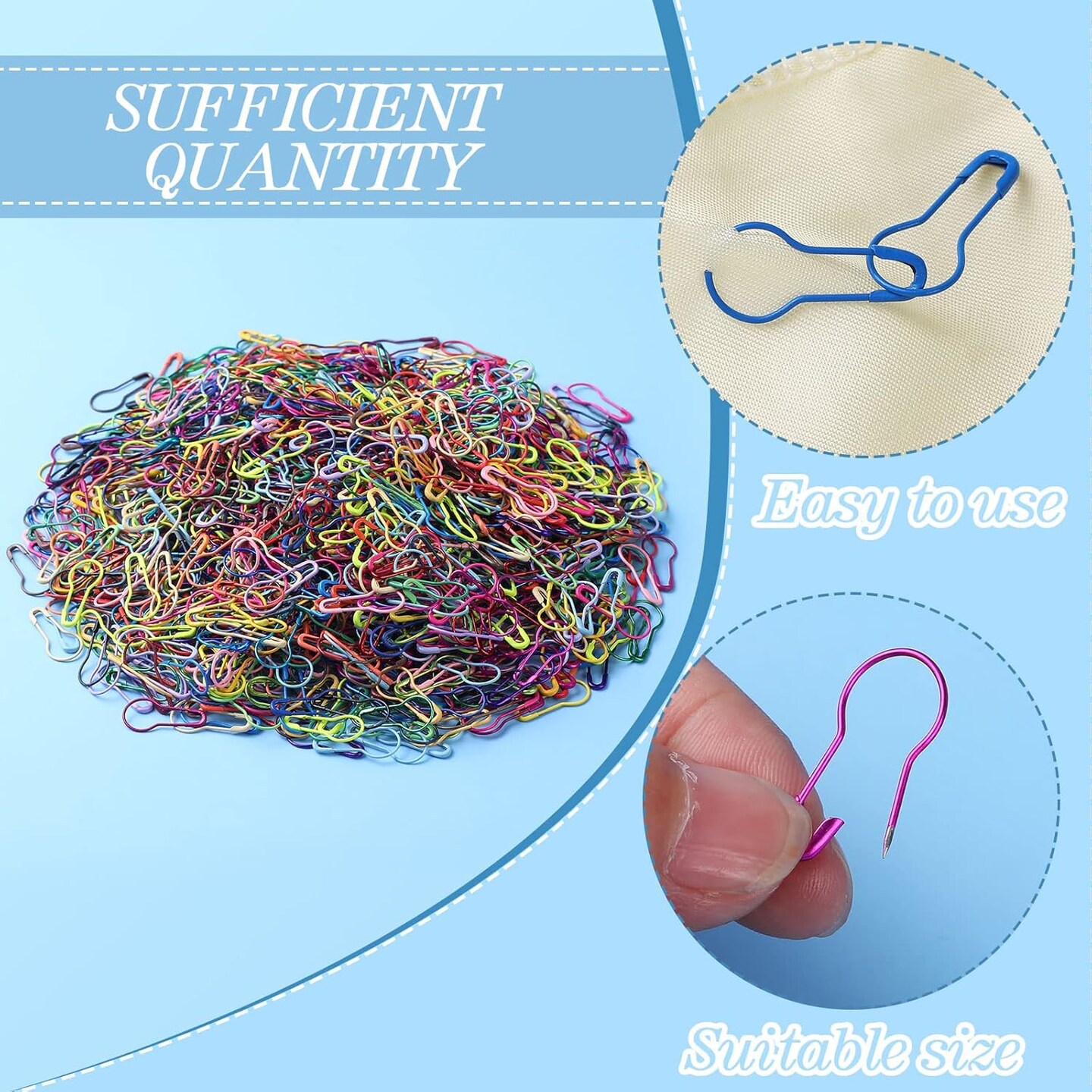500 Pcs Calabash Crochet Stitch Markers Bulb Safety Pins Crocheting Assorted Pear Shaped Metal Knitting Pins for Sewing Clothing DIY Craft Making, 0.9 x 0.4 Inches(Multicolor)