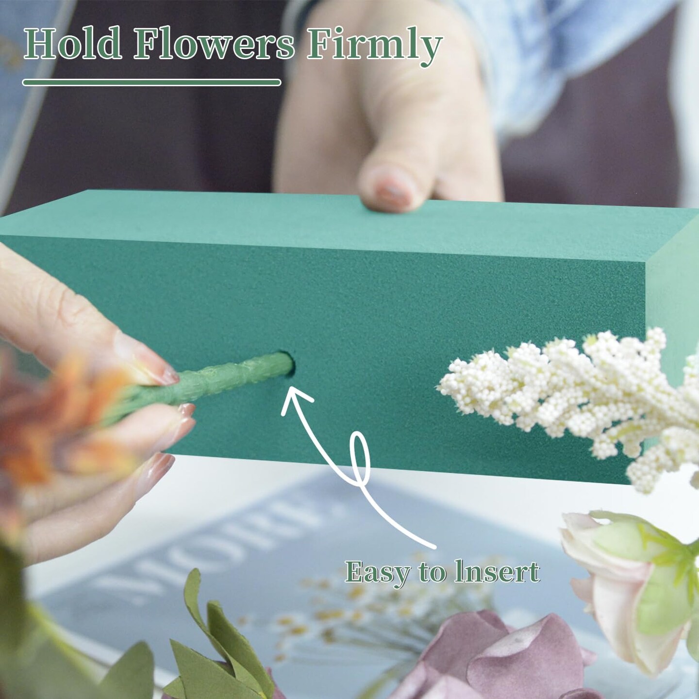 Floral Foams Blocks 4Pcs (7&#x22;L x 3.5&#x22;W x 2.1&#x27;&#x27;H) Green Wet Dry Flower Foam Bricks Large Florist Plant Foam for Artificial and Fresh Flower Arrangement