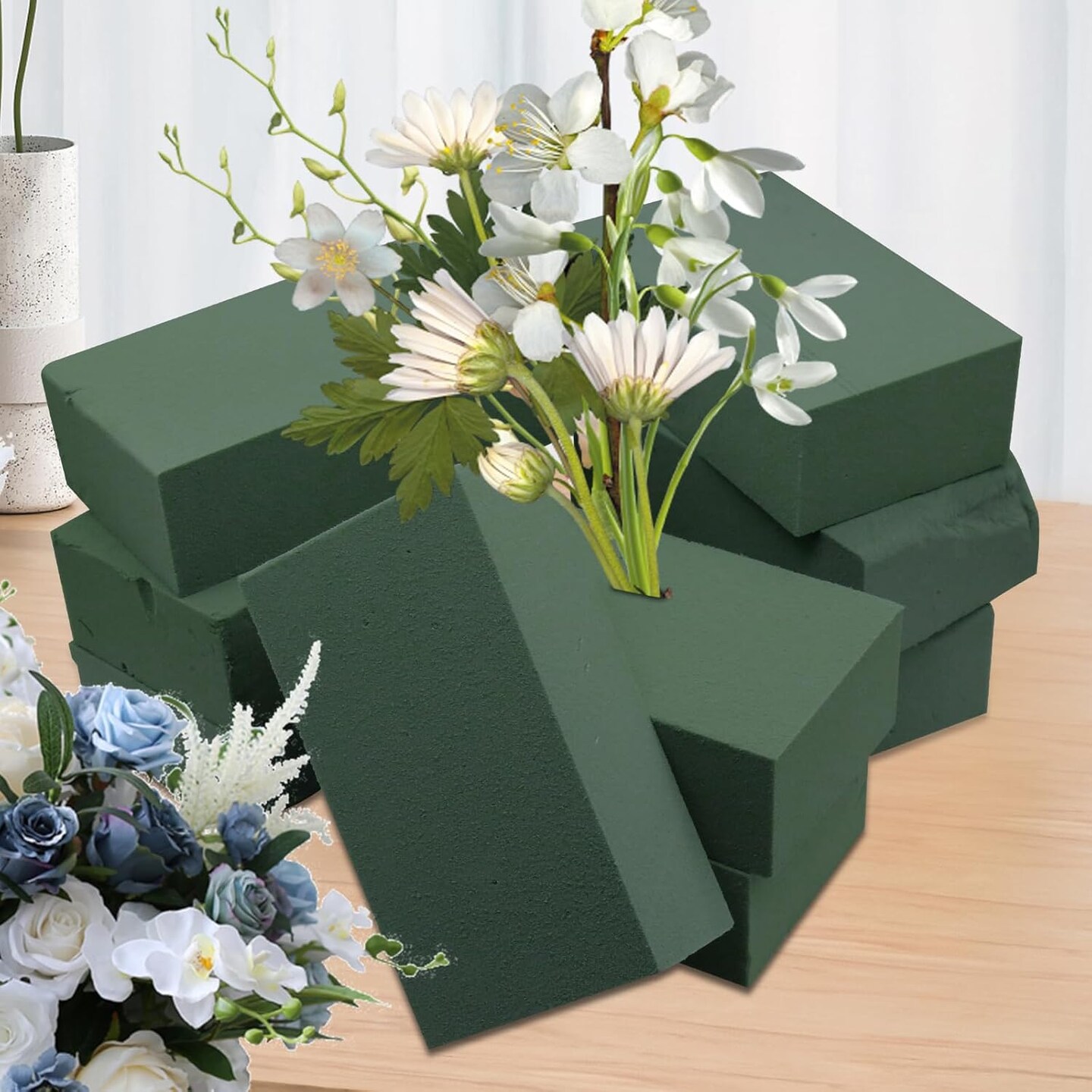 30Pieces Floral Foam Blocks, Green Floral Foam for Flower Arrangements, Flower Foam Blocks Florist Foam Dry Foam Plant Foam Wet Foam for Artificial Flowers, (5.5 X 3.2 X 1.8 Inches)