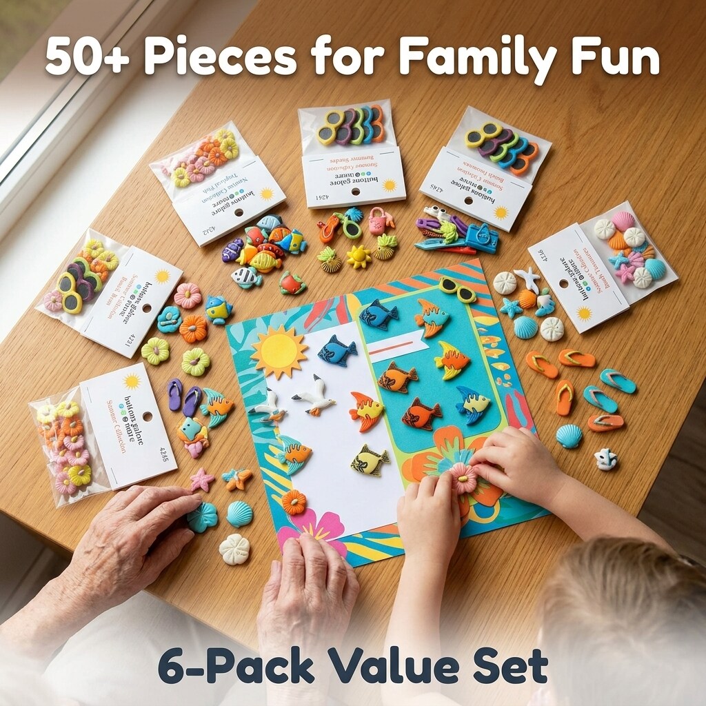 Buttons Galore 50+ Assorted Spring Buttons Bundle for Sewing & Crafts - Set of 6 Button Packs