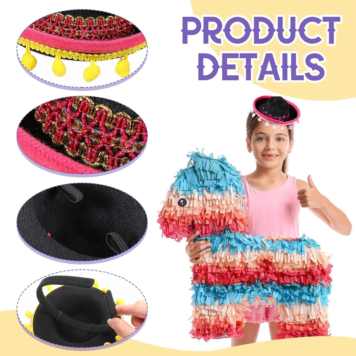 12 Pcs Mexican Fiesta Mini Sombrero Hats Headbands - Cinco de Mayo Decorations, Dia de Muertos Party Supplies and Favors