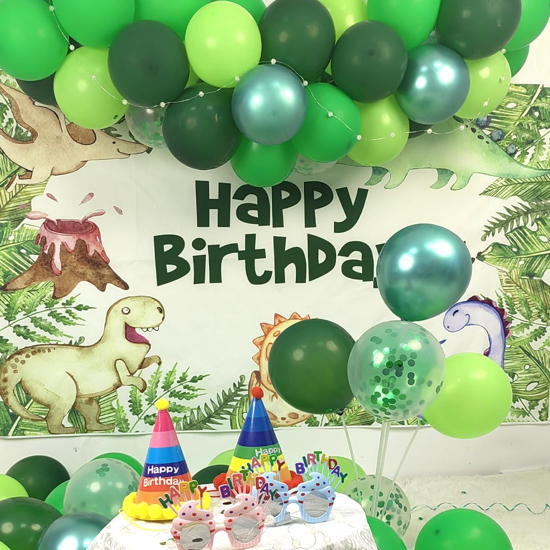Green Balloons, 50pcs 12 Inch Different Shades Dark Green Emerald Green Lime Green Metallic Green Latex Balloons for Patrick&#x27;s Day Green Jungle Forest Themed Birthday Party Decoration