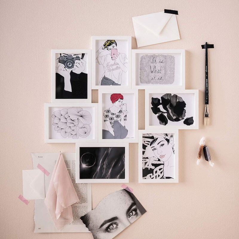 White Collage Frame for 8 Photos 5x7&#x22; Lightweight Multi Photo Display
