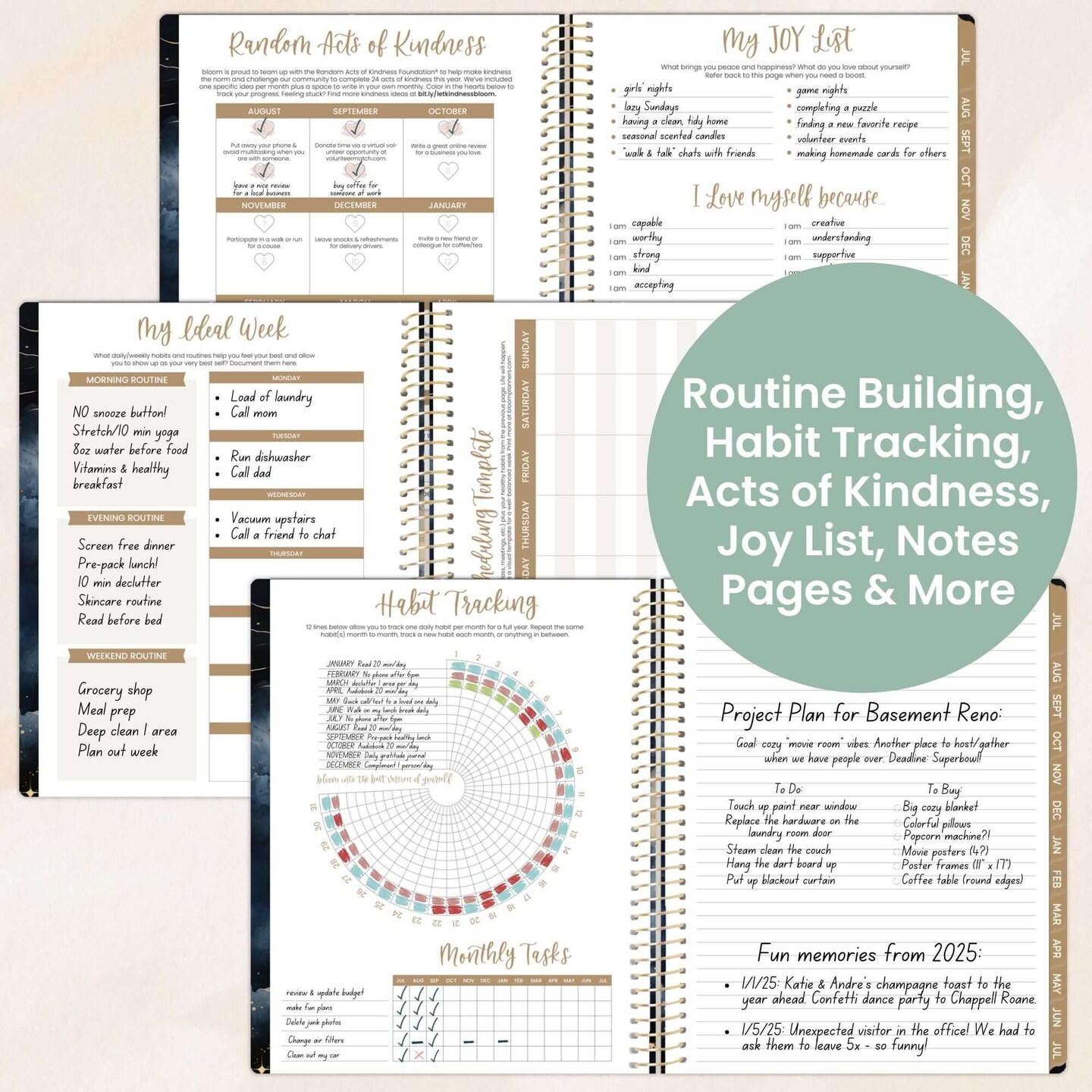 bloom daily planners 2025-26 Academic Planner, Soft Cover, 8.5" x 11", Midnight Sky