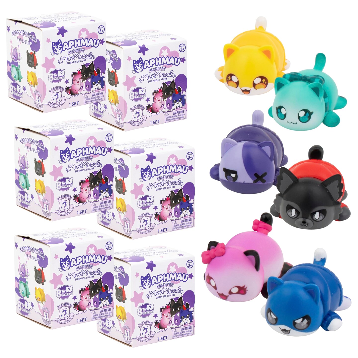 Aphmau MeeMeow Mystery Figures - Series 5; YouTube Gaming Channel, Blind Box, 6 Pack Bundle, 8 to Collect, Official Merch