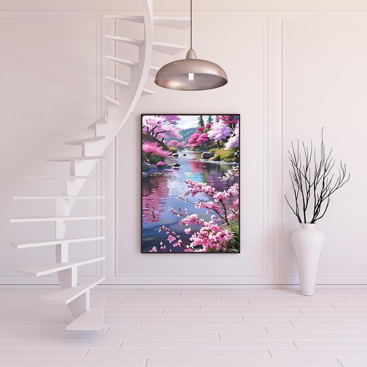 5D Diamond Painting Kits for Adults Beginners,Flower Lake Diamond Art Kit,DIY Full Round Drill Diamond Dot Gem Art Kits for Adults,Home Wall Decor 11.8x15.7 Inch