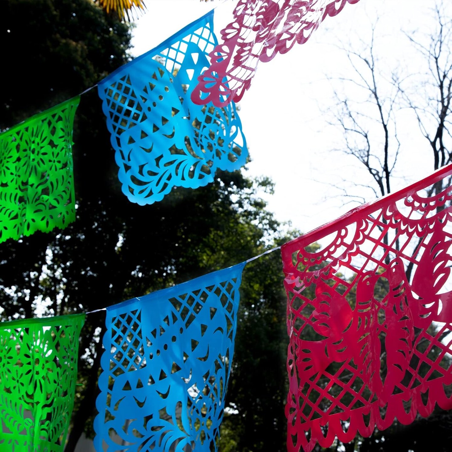 Mexican Party Decoration, 18 Feet Plastic Papel Picado Fiesta Banner Cinco de Mayo Decor Mexican Birthday Party