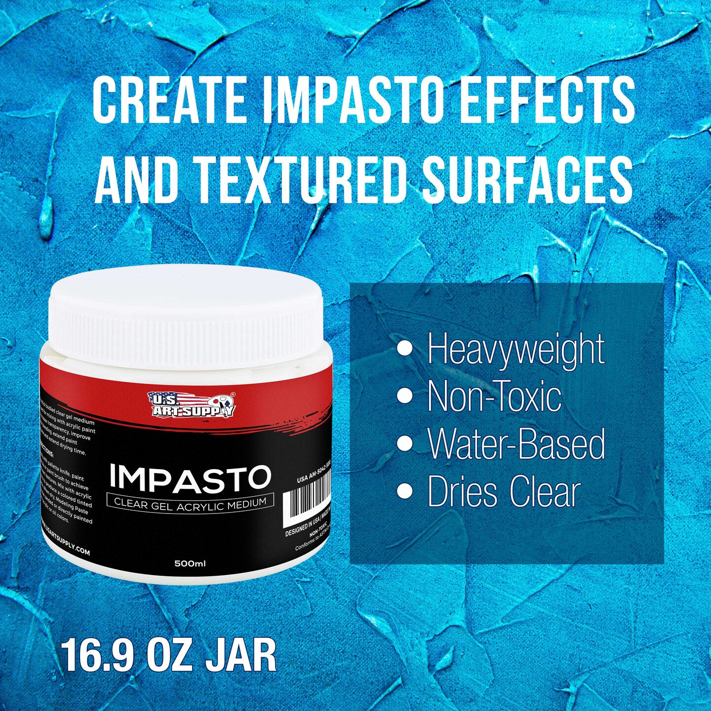 Impasto Clear Acrylic Gel Medium (500ml Tub) - Matte &#x26; Gloss for Texture, Layering &#x26; Extending Acrylic Paint