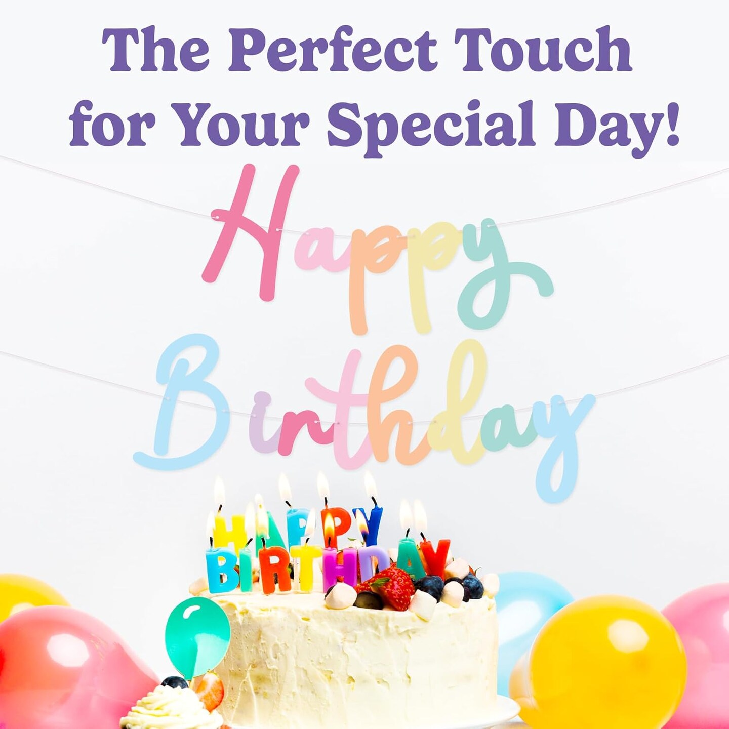 HOUSE OF PARTY Happy Birthday Banner | Cursive Birthday Sign for Party Decor, Backdrop
