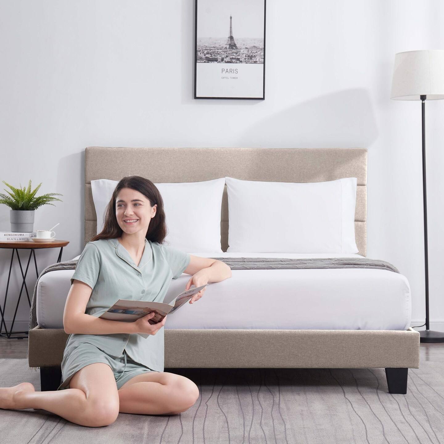 Nestl Horizontal Channel Upholstered Platform Bed