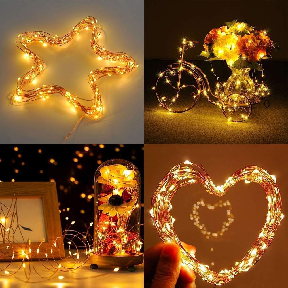 66 ft 200 LED USB Fairy Lights Plug in, Twinkle String Lights with Remote and 8 Modes &#x26; Timer Copper Wire Mini Starry Lights for DIY Christmas Wedding Party Bedroom Wall Decorations, Warm White