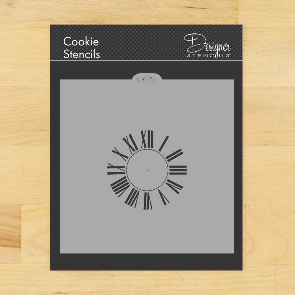 Roman Numeral Clock Cookie & Craft Stencil | CM125 by Designer Stencils | Cookie Decorating Tools |