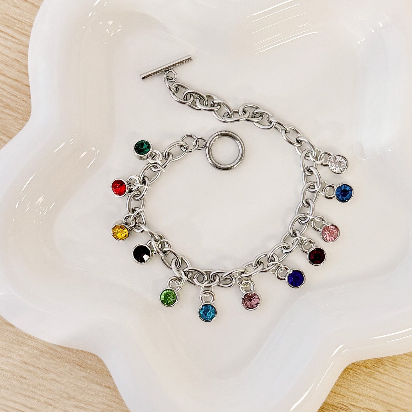 Wrapables Birthstone Charms for Jewelry Making, Crystal Pendants for DIY Bracelet, Earrings, Necklace (Set of 24)