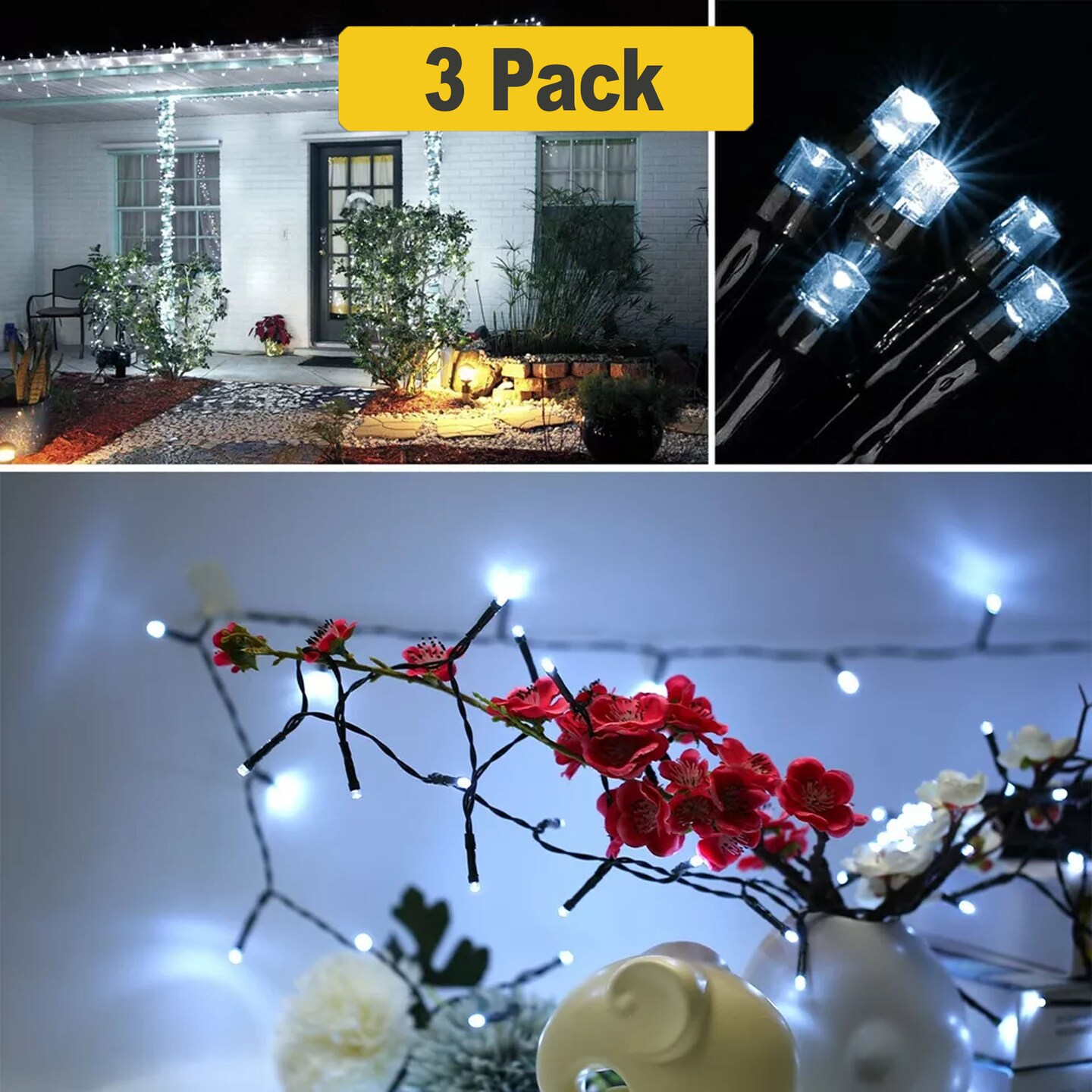 Outdoor Solar String Lights, 100 LEDs on Green Wire, Weatherproof Design
