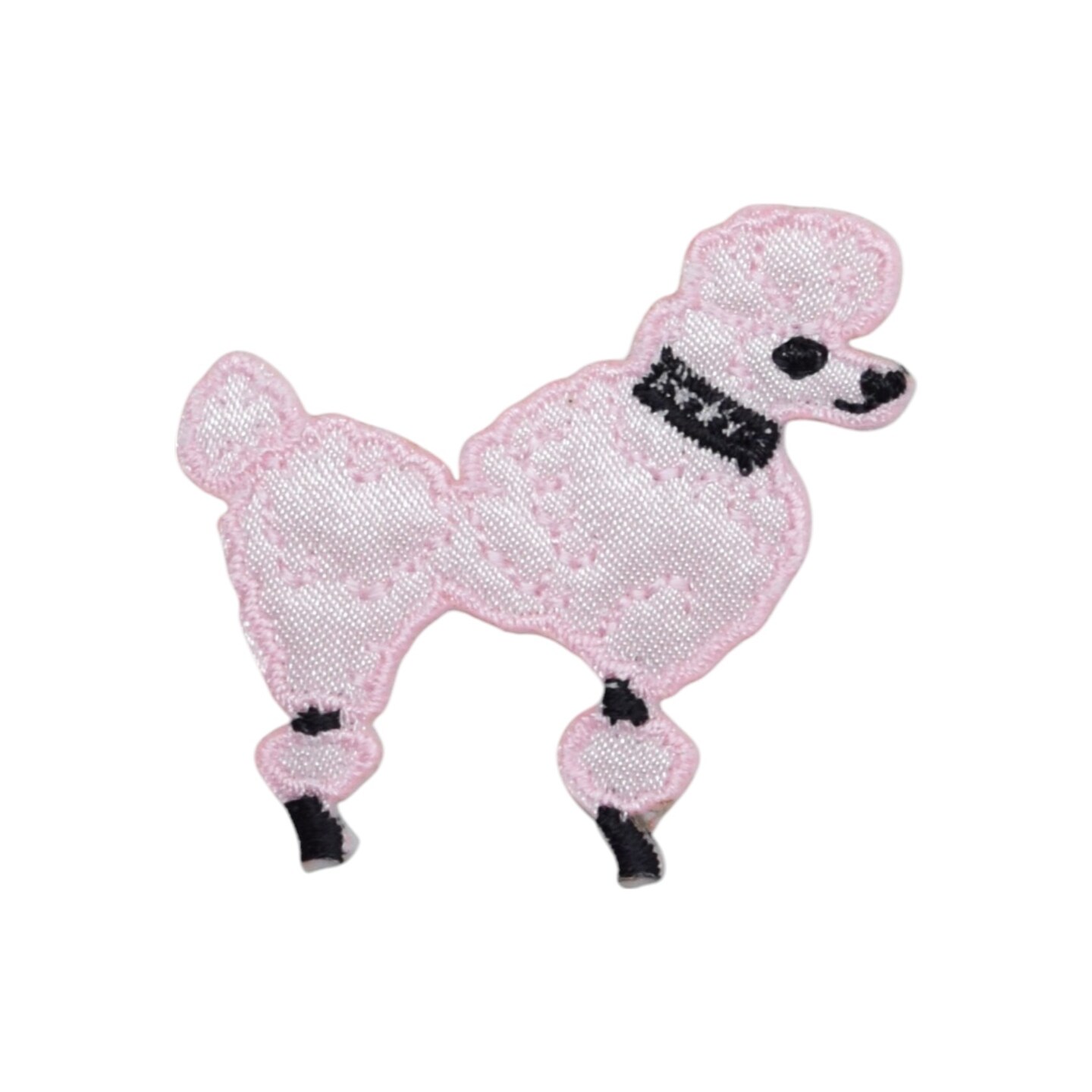 Mini Pink Poodle Facing Right, Pets, Dogs, Embroidered, Iron on Patch