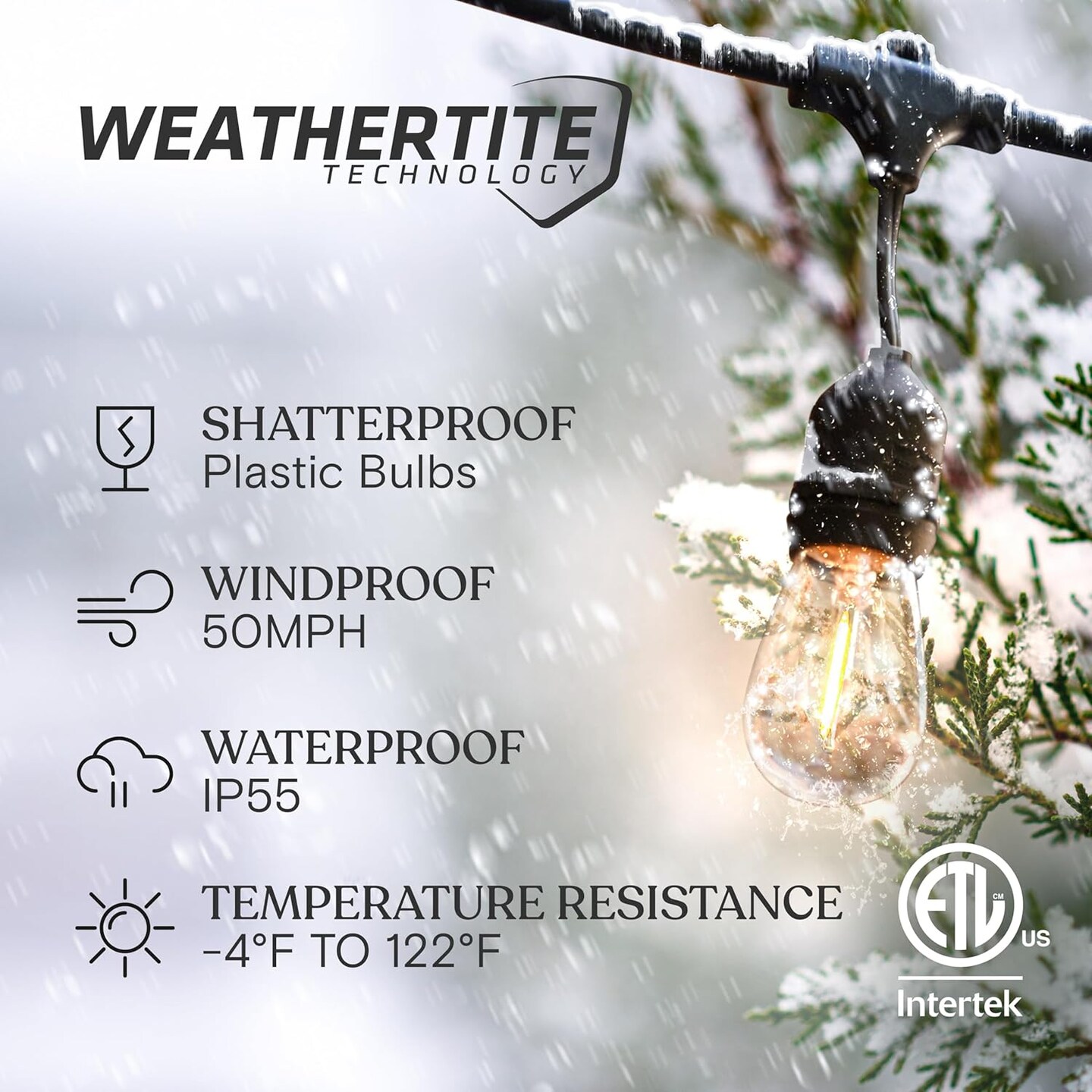 Ambience Pro LED String Lights - 24 Ft Commercial Grade Patio Lights Outdoor Waterproof - 7 Heavy Duty Porch Lights for Outside, Christmas, Backyard - 1W Vintage Edison Bulbs, Dimmable