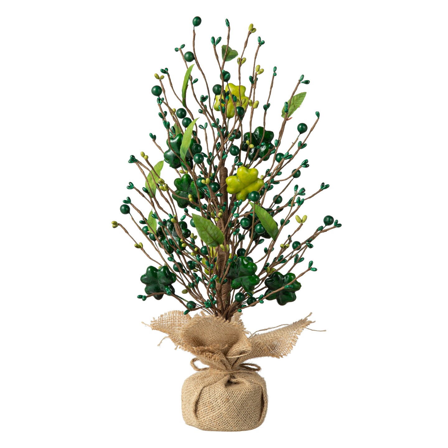 18&#x22;H St Patrick&#x27;s Shamrock and Berry Table Tree