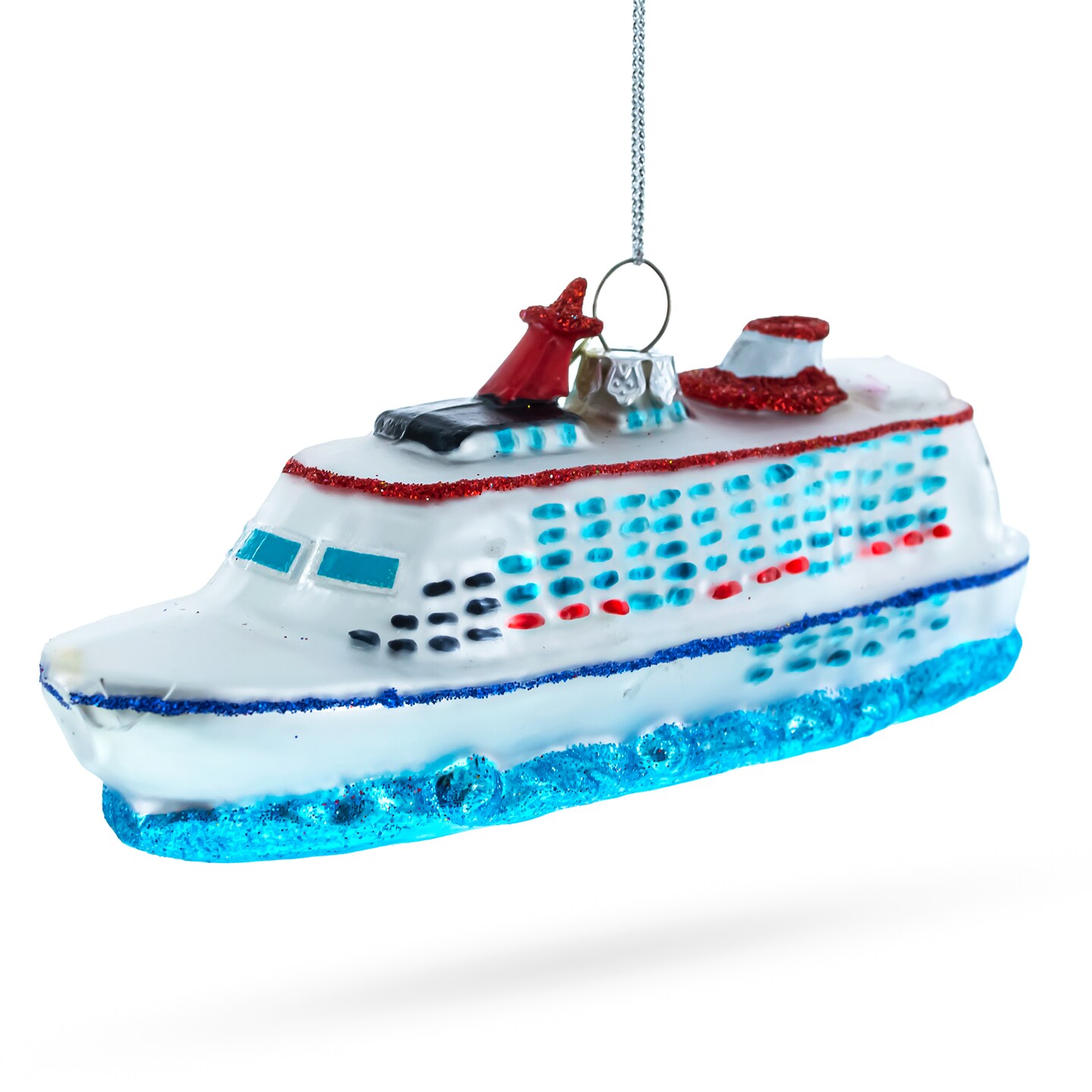 Voyage Aboard a Majestic White Cruise Ship Glass Christmas Ornament
