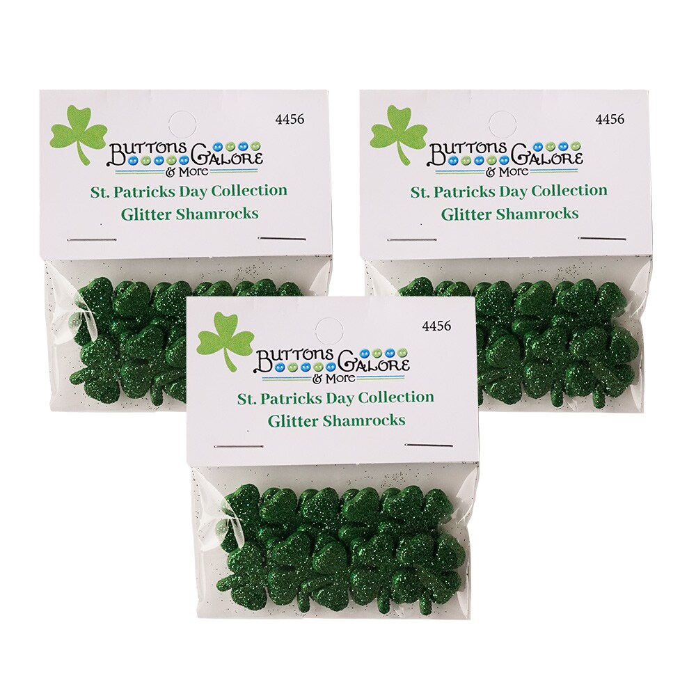 Buttons Galore and More Craft & Sewing Buttons - Glitter Shamrock - 30 Buttons