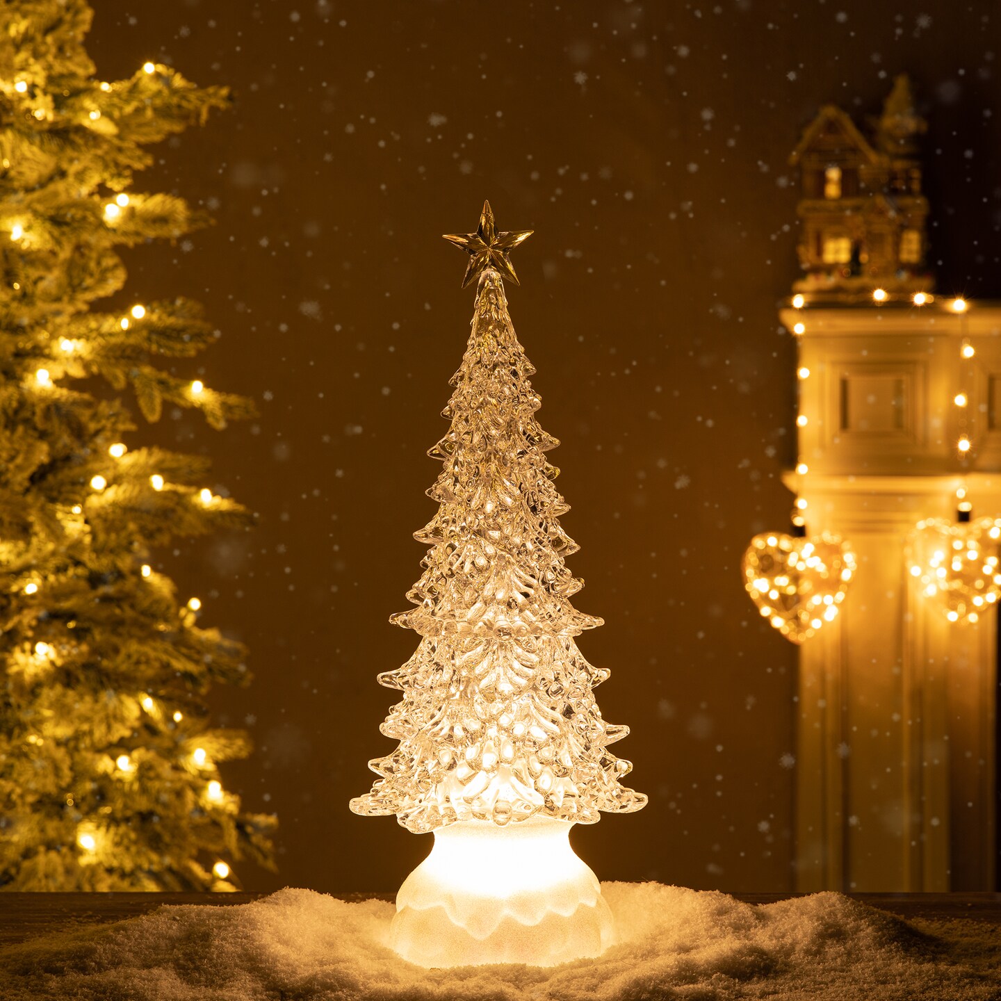 18.5”H Christmas Lighted Acrylic Rotating Table Tree | Michaels