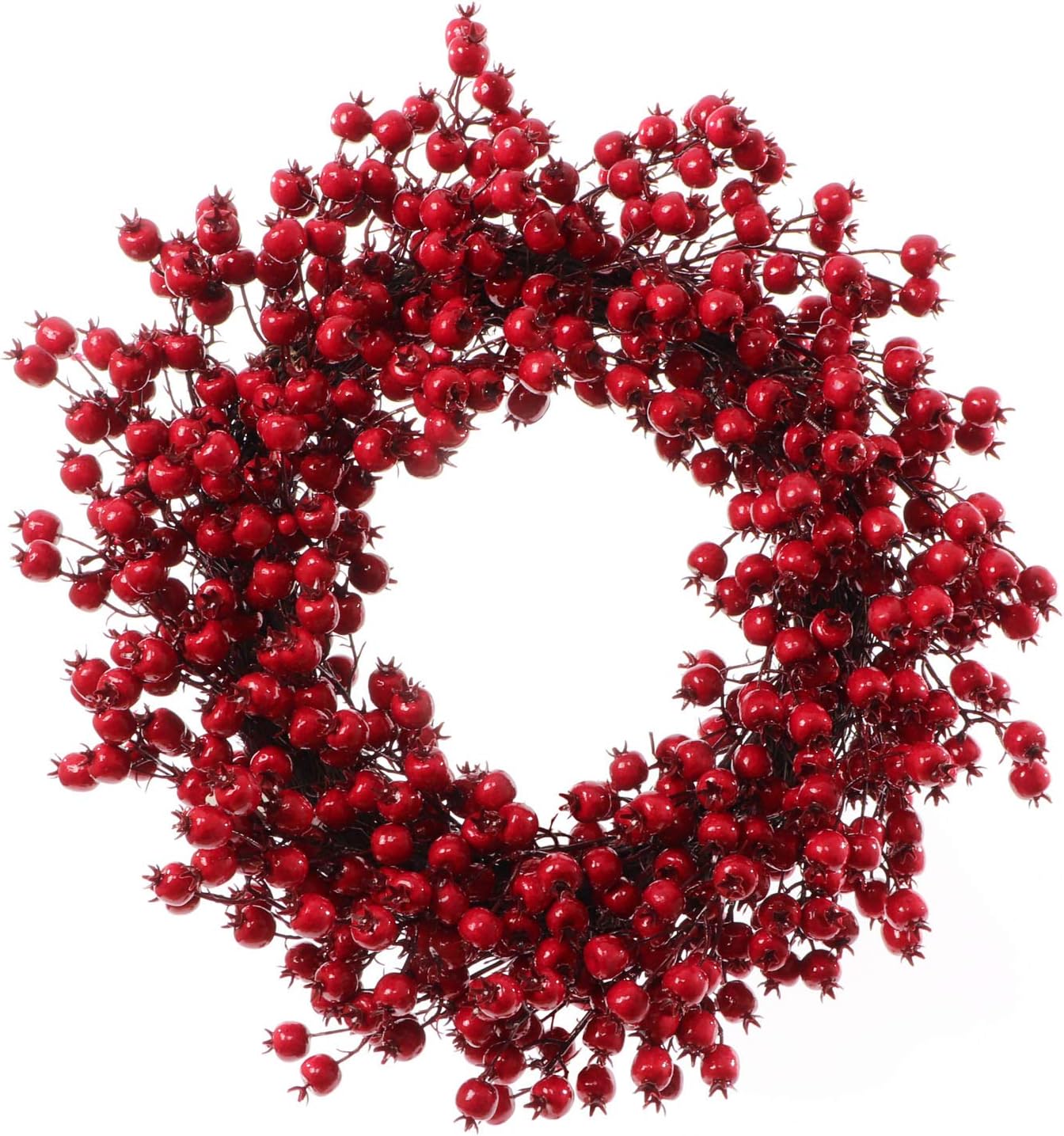 Set of 2: Red Hawthorn Berry Wreath | 22&#x22; Wide | Indoor/Outdoor Use | Front Door Accents | Christmas Wreaths | Home &#x26; Office Decor - 2024 Christmas Collection, Floral Home by Artificial Flowers