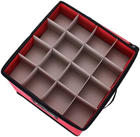Christmas Ornament Storage Box,600D Oxford Fabric Stores up-to 64 Standard Holiday Ornaments Holder,12 x 12 Inch 4 Layer Xmas Storage Containers