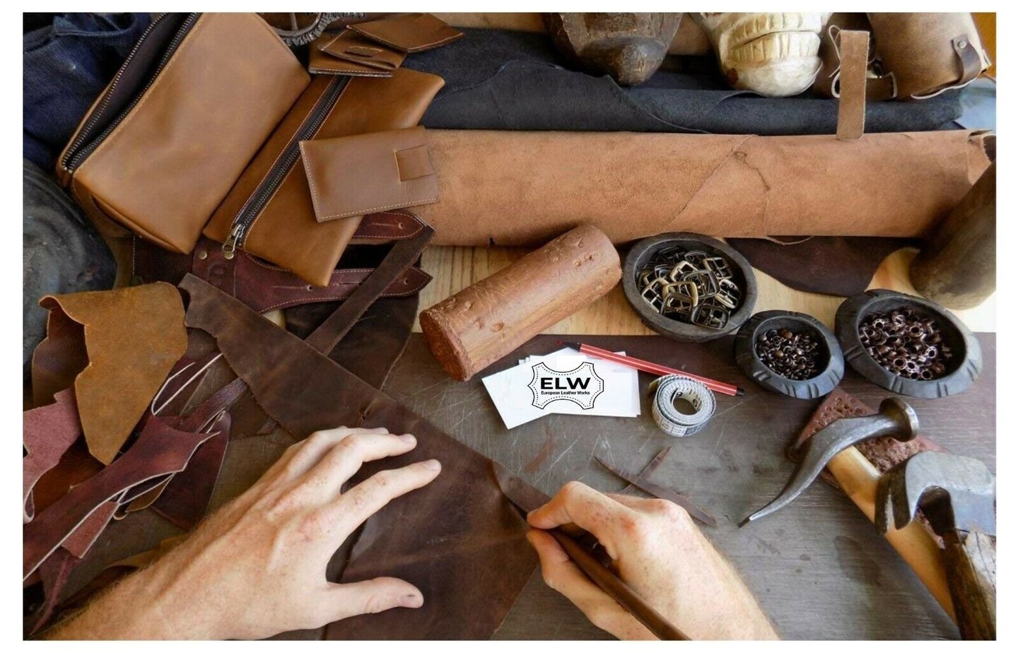 ELW 4LB Vegetable Tan Tooling Cowhide Leather Scraps - HEAVY WEIGHT 7oz-12oz