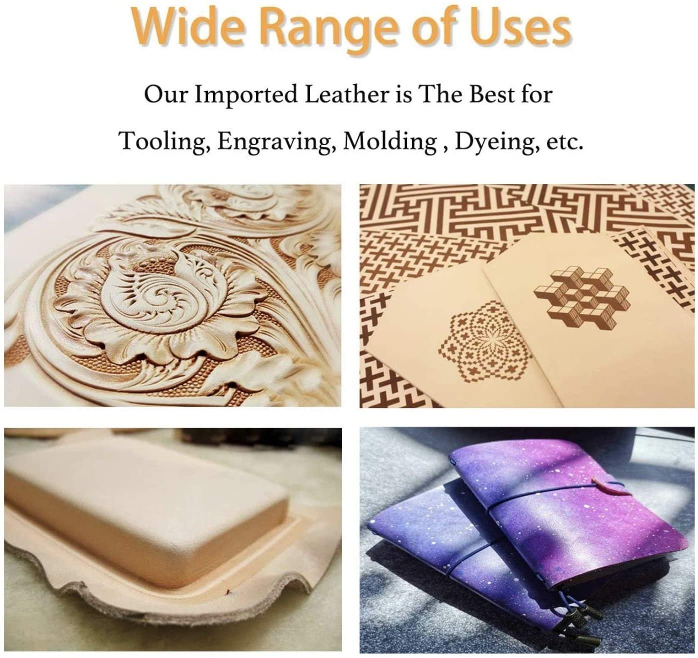 Import Tooling Craft Leather Thick Heavy Weight 11/12 oz | Pre-Cut 16&#x22;x18&#x22; | Vegetable Tanned | Full Grain | Crafts, Tooling, Hobby Workshop, Repair