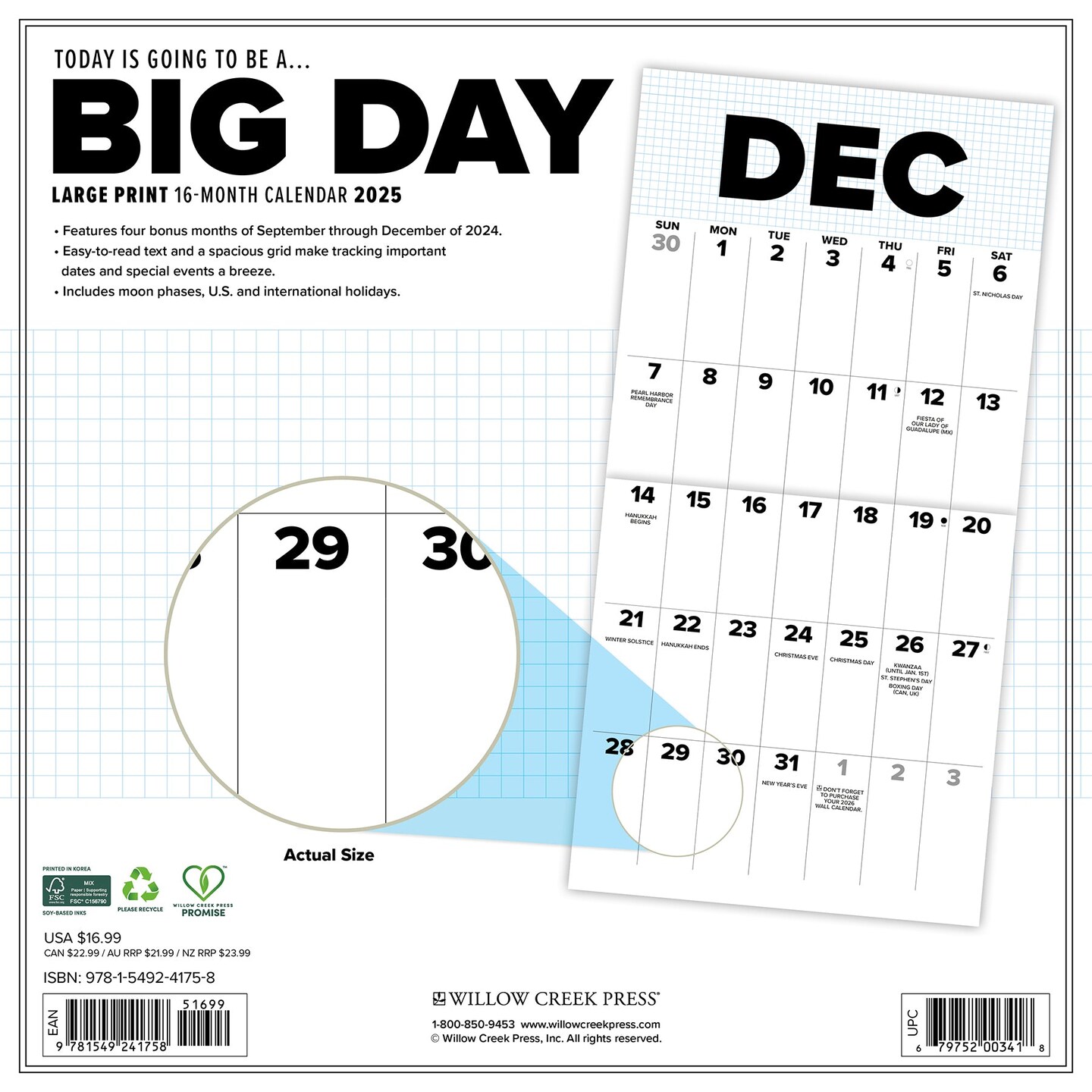 Big Day 2025 Wall Calendar