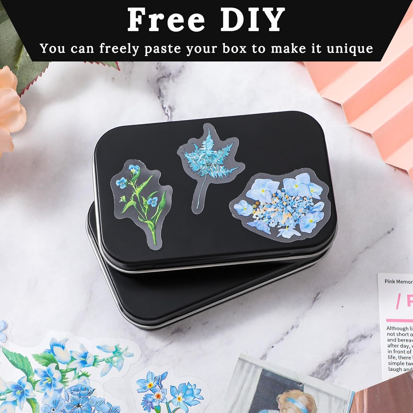 2 Pack Small Tin Box, Metal Rectangular Empty Hinged Tins Metal Tin Box with Lids