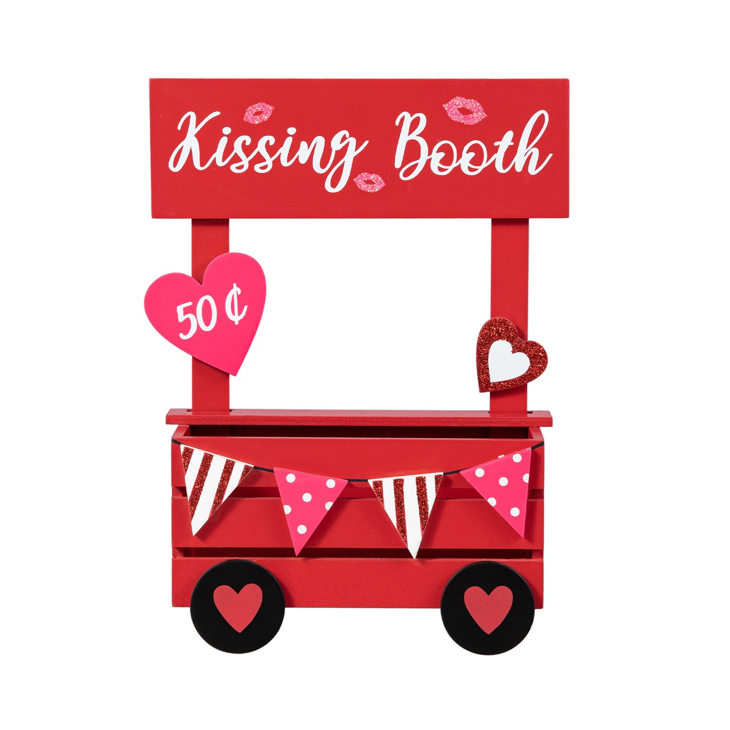 10&#x22;H Valentine&#x27;s Wooden KISSING BOOTH Table Decor